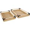 imageDeco 79 Wood Slatted Tray with Elevated Woven Sides and Black Metal Corners 19quot 16quot W BrownBrown