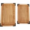 imageDeco 79 Wood Slatted Tray with Elevated Woven Sides and Black Metal Corners 19quot 16quot W BrownBrown