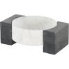 imageDeco 79 Marble Geometric Living Room Decor Tray Round Ottoman Tray with Black Rectangular Blocks Serving Tray 10quot x 8quot x 3quot WhiteWhite