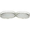 imageDeco 79 Metal Circular Woven Tray with Glass Base 22quot x 12quot x 4quot BlackSilver