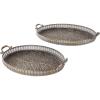 imageDeco 79 Metal Textured Curved Tray with Elevated Feet and Gold Scroll Vine Handles Set of 2 28quot 24quot W BlackBrass