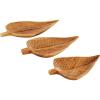 imageDeco 79 Teak Wood Leaf Handmade Carved Tray Set of 3 17quot 15quot 13quot H Brown17 x 10 x 15