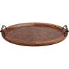 imageDeco 79 Wood Living Room Decor Tray Large Oval Ottoman Tray with Scroll Metal Handles Serving Tray 29quot x 19quot x 4quot Brown