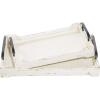 imageDeco 79 Wood Living Room Decor Tray Ottoman Tray with Metal Handles Set of 2 Serving Tray 20quot 17quotW White