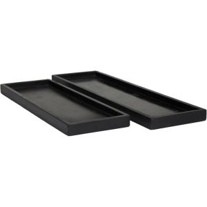 imageCosmoLiving by Cosmopolitan Marble Tray with Raised Border Set of 2 22quot 18quotW BlackBlack