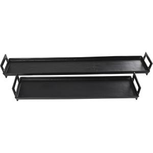 imageDeco 79 Aluminum Metal Living Room Decor Tray Nesting Ottoman Tray with Black Metal Handles Set of 2 Serving Tray 36quot 26quot W BlackBlack