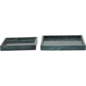 imageDeco 79 Marble Living Room Decor Tray Ottoman Tray with Raised Border Set of 2 Serving Tray 10quot 8quot W Green