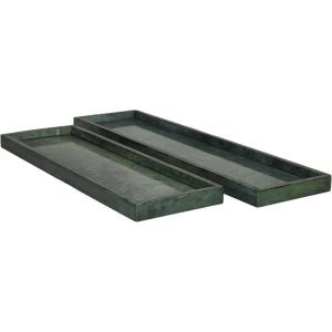 imageDeco 79 Marble Minimalistic Slim Textured Tray Set of 2 143quot 1105quot W BlackGreen