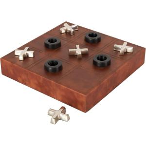 imageThe Novogratz Wood Tic Tac Toe Game Set 8quot x 8quot x 1quot BlackBrown