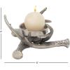 imageDeco 79 Aluminum Metal Decorative Candle Holder Antler Candle Stand Candlestick Holder 8quot x 8quot x 4quot Silver