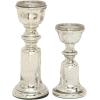 imageDeco 79 Glass Handmade Decorative Candle Holder Turned Style Pillar Candle Stand Set of 2 Candlestick Holder 9quot 12quotH SilverSilver