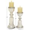 imageDeco 79 Glass Handmade Decorative Candle Holder Turned Style Pillar Candle Stand Set of 2 Candlestick Holder 9quot 12quotH SilverSilver