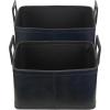 imageDeco 79 Leather Handmade Decorative and Functional Storage Basket Basket Organizer with Handles Set of 2 Basket for Storage 19quot 17quotW Dark BlueDark Blue