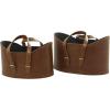 imageDeco 79 Leather Handmade Storage Basket with Handles Set of 2 21quot 19quotW BrownBrown
