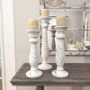 imageDeco 79 Mango Wood Candle Holder Set of 3 18quot 15quot 12quotH WhiteWhite