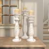 imageDeco 79 Mango Wood Candle Holder Set of 3 18quot 15quot 12quotH WhiteWhite