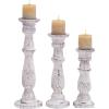 imageDeco 79 Mango Wood Candle Holder Set of 3 18quot 15quot 12quotH WhiteWhite