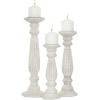 imageDeco 79 Mango Wood Decorative Candle Holder Candle Stand Set of 3 Candlestick Holder 18quot 15quot 12quotH White