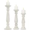 imageDeco 79 Mango Wood Decorative Candle Holder Candle Stand Set of 3 Candlestick Holder 18quot 15quot 12quotH White