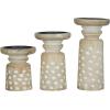 imageDeco 79 Mango Wood Decorative Candle Holder Round Carved Dotted Pillar Candle Stand Set of 3 Candlestick Holder 10quot 8quot 6quot H Light BrownLight Brown