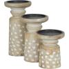 imageDeco 79 Mango Wood Decorative Candle Holder Round Carved Dotted Pillar Candle Stand Set of 3 Candlestick Holder 10quot 8quot 6quot H Light BrownLight Brown