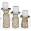 imageDeco 79 Mango Wood Decorative Candle Holder Round Carved Dotted Pillar Candle Stand Set of 3 Candlestick Holder 10quot 8quot 6quot H Light BrownLight Brown