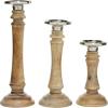 imageDeco 79 Mango Wood Solid Candle Holder Set of 3 9quot 12quot 15quotH BrownBrown