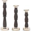 imageDeco 79 Mango Wood Solid Candle Holder Set of 3 9quot 12quot 15quotH BrownDark Brown