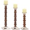 imageDeco 79 Mango Wood Solid Candle Holder Set of 3 9quot 12quot 15quotH BrownWalnut Brown