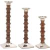 imageDeco 79 Mango Wood Solid Candle Holder Set of 3 9quot 12quot 15quotH BrownWalnut Brown