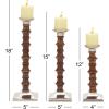 imageDeco 79 Mango Wood Solid Candle Holder Set of 3 9quot 12quot 15quotH BrownWalnut Brown