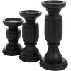 imageDeco 79 Mango Wood Turned Style Pillar Candle Holder Set of 3 10quot 8quot 6quotH WhiteBlack