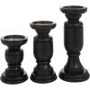 imageDeco 79 Mango Wood Turned Style Pillar Candle Holder Set of 3 10quot 8quot 6quotH WhiteBlack