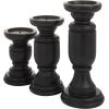 imageDeco 79 Mango Wood Turned Style Pillar Candle Holder Set of 3 10quot 8quot 6quotH WhiteBlack