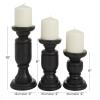 imageDeco 79 Mango Wood Turned Style Pillar Candle Holder Set of 3 10quot 8quot 6quotH WhiteBlack