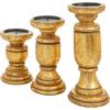 imageDeco 79 Mango Wood Turned Style Pillar Candle Holder Set of 3 10quot 8quot 6quotH WhiteGold