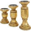 imageDeco 79 Mango Wood Turned Style Pillar Candle Holder Set of 3 10quot 8quot 6quotH WhiteGold