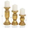 imageDeco 79 Mango Wood Turned Style Pillar Candle Holder Set of 3 10quot 8quot 6quotH WhiteGold
