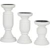 imageDeco 79 Mango Wood Turned Style Pillar Candle Holder Set of 3 10quot 8quot 6quotH WhiteWhite