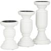 imageDeco 79 Mango Wood Turned Style Pillar Candle Holder Set of 3 10quot 8quot 6quotH WhiteWhite