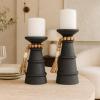 imageDeco 79 Metal Abstract Decorative Candle Holder Mushroom Inspired Candle Stand Set of 2 Candlestick Holder 11quot 14quot H GoldBlack