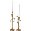 imageDeco 79 Metal Abstract Decorative Candle Holder Mushroom Inspired Candle Stand Set of 2 Candlestick Holder 11quot 14quot H GoldGold