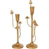 imageDeco 79 Metal Abstract Decorative Candle Holder Mushroom Inspired Candle Stand Set of 2 Candlestick Holder 11quot 14quot H GoldGold