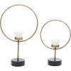 imageDeco 79 Metal Abstract Decorative Candle Holder Mushroom Inspired Candle Stand Set of 2 Candlestick Holder 11quot 14quot H GoldGold