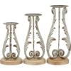 imageDeco 79 Metal Abstract Decorative Candle Holder Mushroom Inspired Candle Stand Set of 2 Candlestick Holder 11quot 14quot H GoldSilver