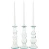 imageDeco 79 Recycled Glass Decorative Candle Holder Candle Stand Set of 3 Candlestick Holder 9quot 9quot 9quot H Clear