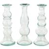 imageDeco 79 Recycled Glass Decorative Candle Holder Candle Stand Set of 3 Candlestick Holder 9quot 9quot 9quot H Clear