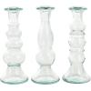 imageDeco 79 Recycled Glass Decorative Candle Holder Candle Stand Set of 3 Candlestick Holder 9quot 9quot 9quot H Clear