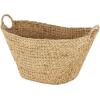 imageDeco 79 Seagrass Handmade Decorative and Functional Storage Basket Basket Organizer with Metal Handles Set of 5 Basket for Storage 23quot 21quot 19quot 16quot 12quotW BrownWhite