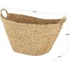 imageDeco 79 Seagrass Handmade Decorative and Functional Storage Basket Basket Organizer with Metal Handles Set of 5 Basket for Storage 23quot 21quot 19quot 16quot 12quotW BrownWhite
